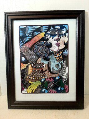 Signed and Framed  Geometric Print by ALFI.